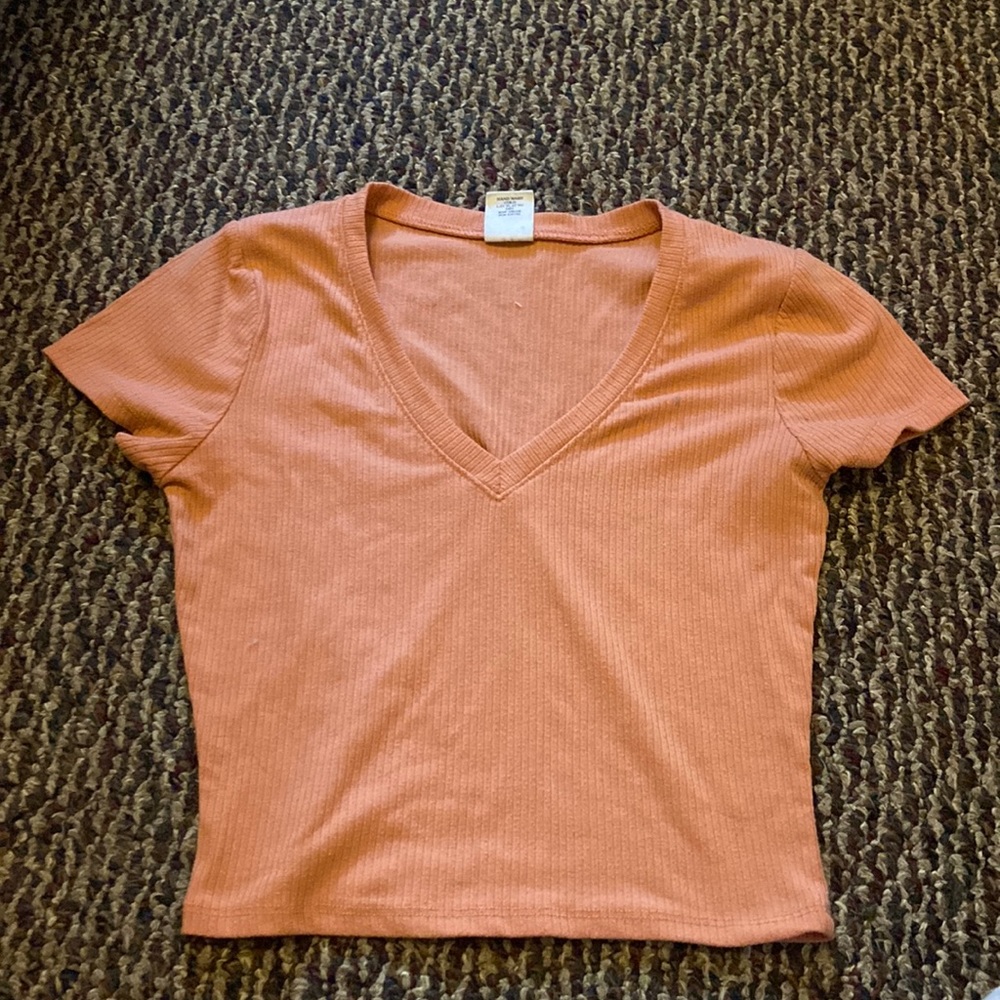 Light orange v neck crop top